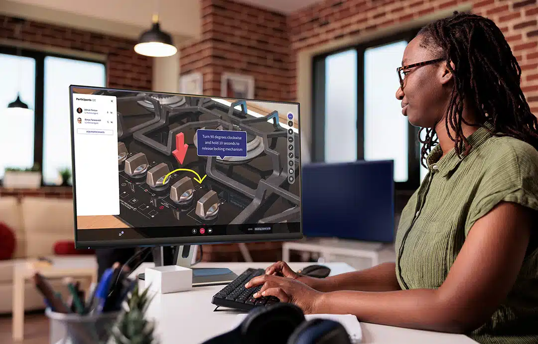 customer service rep using remote AR support