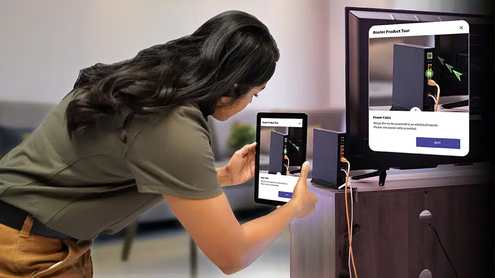 telecom customer self-solve router using tablet