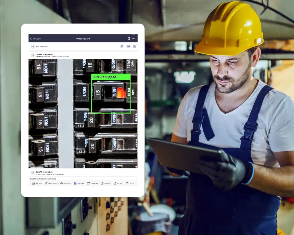 Electrical inspection using digital work instructions on tablet with augmented reality and AI computer vision