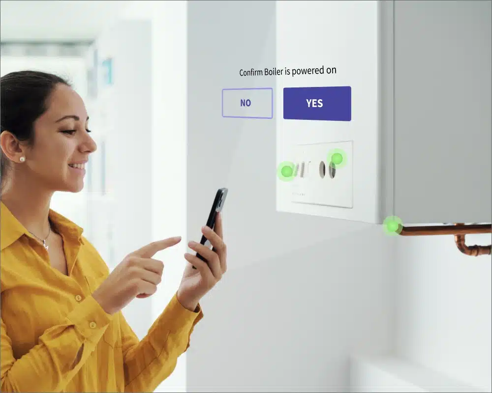 customer inspects boiler using digital work instructions with 3D guidance